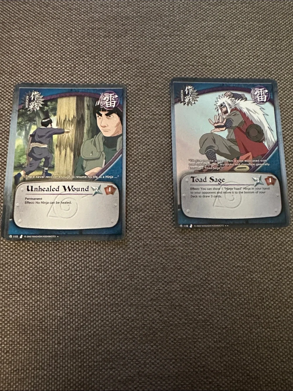 Naruto CCG - Set 3 Curse of the Sand: Unhealed Wound & Toad Sage Trading Cards